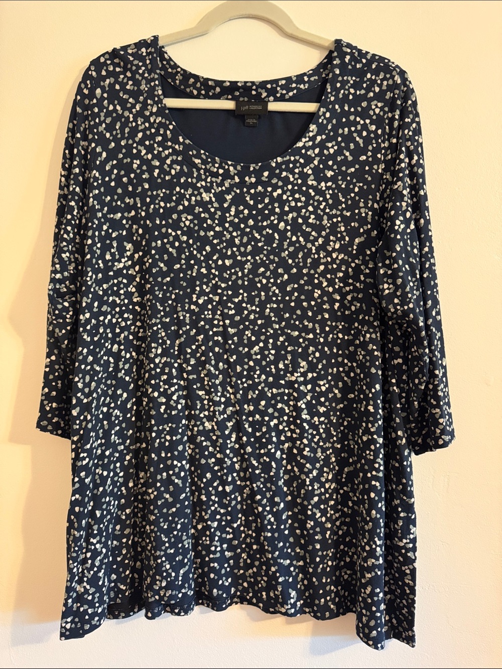 J. Jill Navy and White Abstract Spot Scoop Neck Tunic